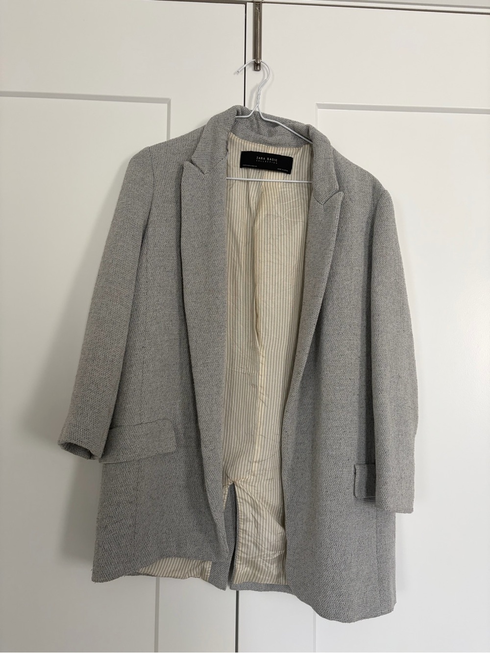 Zara Gray Women's Blazer Thick Knit Size S
